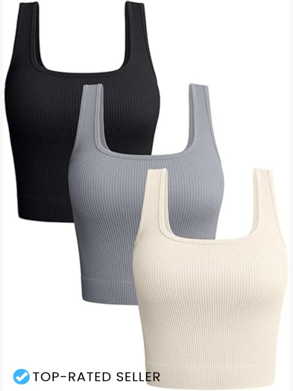 Ribbed Seamless Tank Tops Set Workout Exercise Yoga Crop Tops Minimal